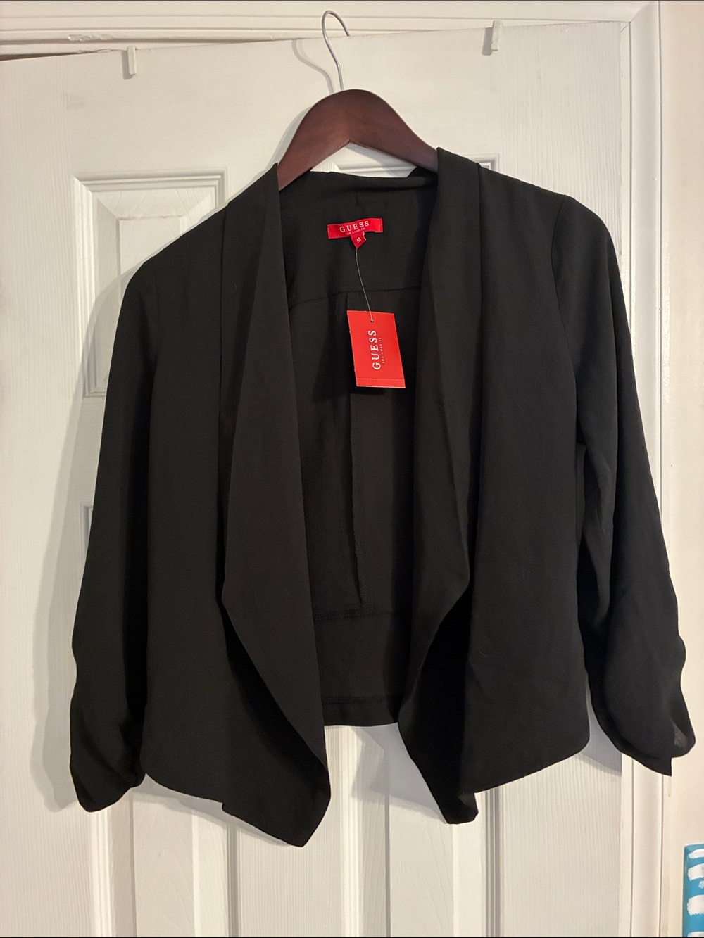 GUESS Black Open-Front Draped Blazer